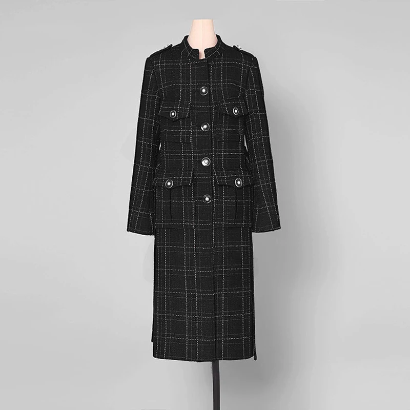 2019 осенние модные женские пальто с карманами и стоячим воротником длинным