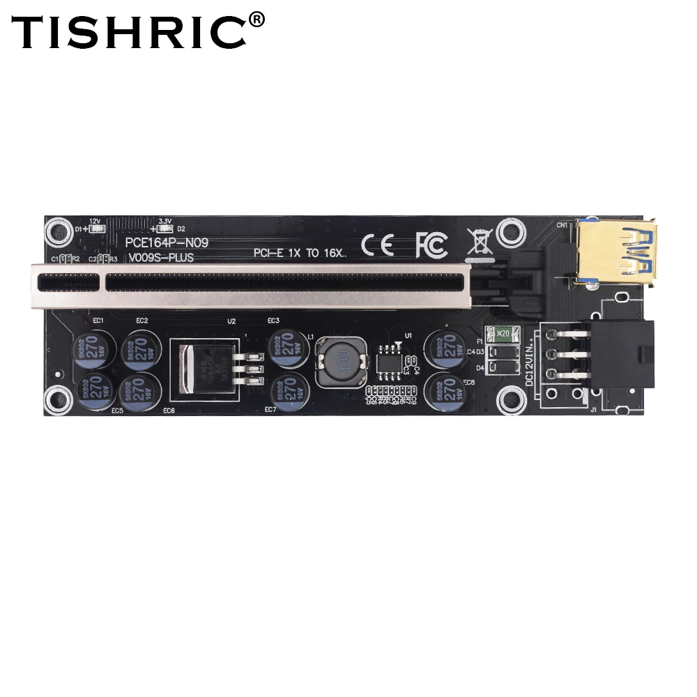 Райзер-карта Ver 009s SATA, Райзер с 15pin на 6 pin Express, 1X 4x 8x 16x, 6 шт., VER009 Plus, USB 3,0, PCI-E