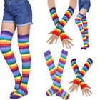 Новые женские носки выше колена для девушек и женщин до бедра длинные хлопковые чулки теплые радужные эластичные рукавицы перчатки наборы