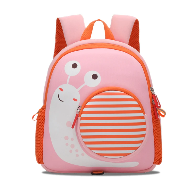 Рюкзаки для девочек с мультипликационным изображением розовой улитки модные