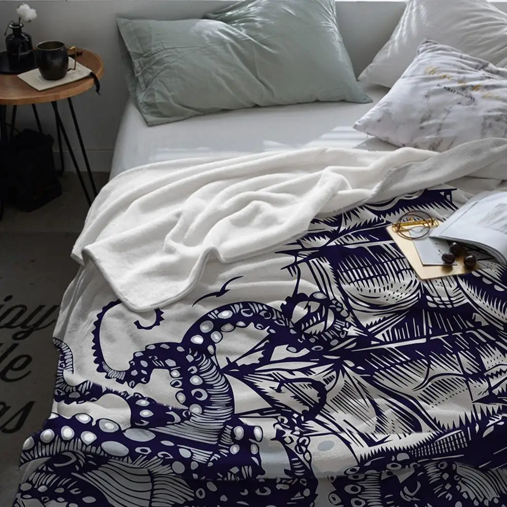 Одеяло из микрофибры с принтом Осьминог|Одеяла| |