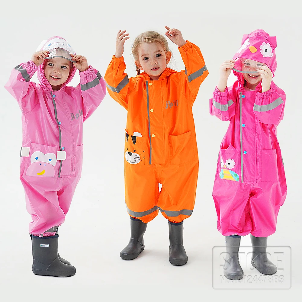 

Children's Conjoined cute Motorcycle Raincoat Reflective Motorbike Rain Child Jumpsuit Overalls Adult Men Suits Bodysuit Clothes