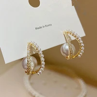 temperament pearl hoop earrings for women new fashion jewelry accessories valentine gifts