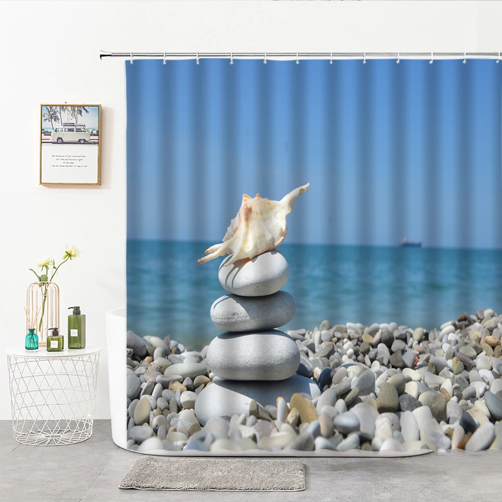 

3D занавеска для душа из камня и океана, s тканевая декоративная занавеска для ванной, гостиной, спальни, фоновая ткань, Товары для ванной комн...