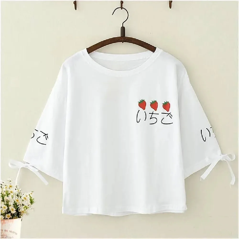 

Летняя хлопковая Футболка для девочек, новинка 2021, освежающий кружевной топ с коротким рукавом и принтом в колледжском стиле, свободная пов...