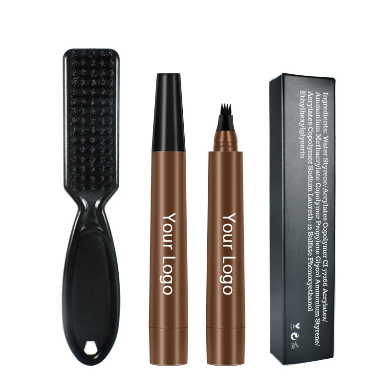 

30pcs 50pcs Custom Logo Beard Filling Pencil Set for Men Cosmetics Eye Brow Makeup Liquid Beard Filler Pen Kit with Brush