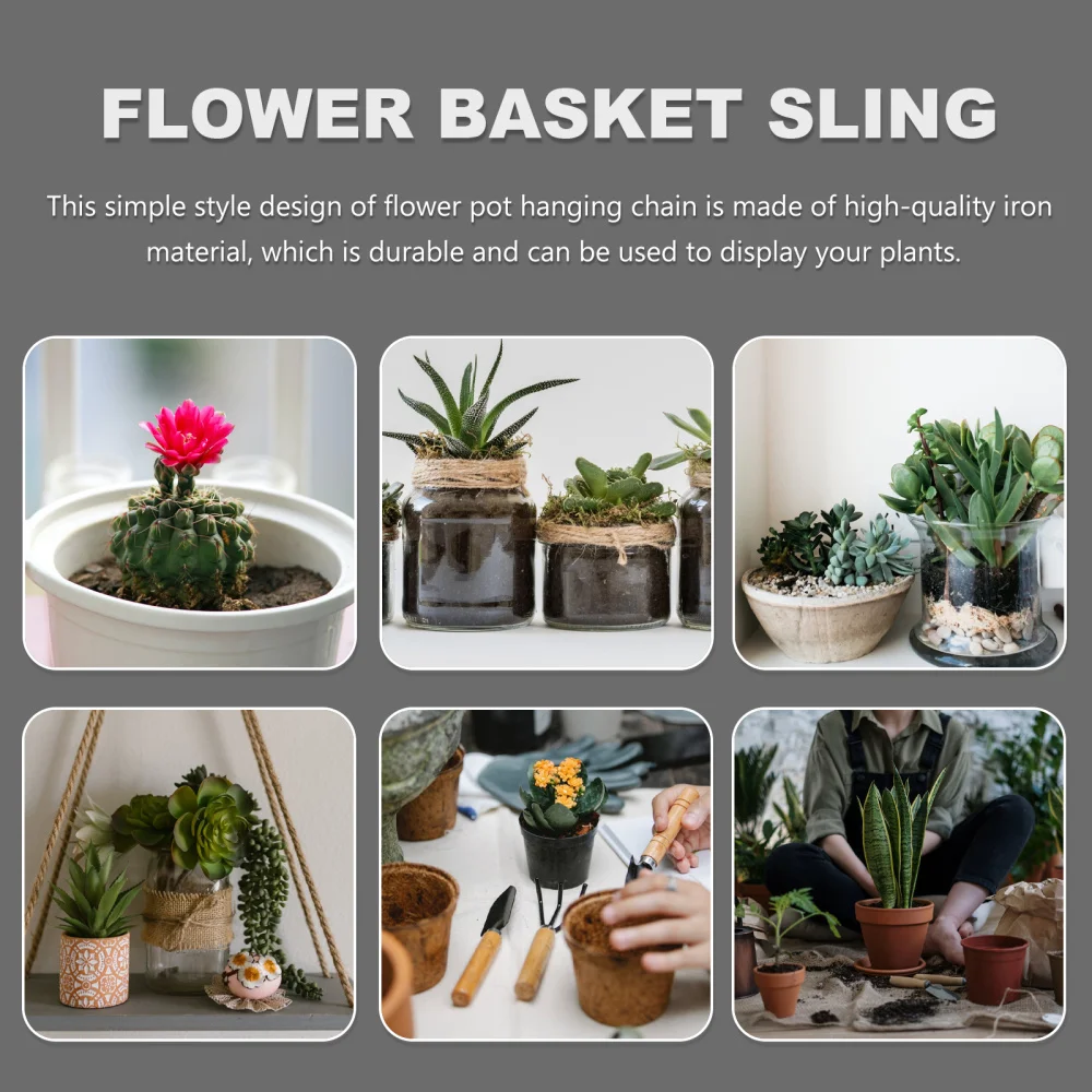 

8 Sets Flower Pot Holder Chain Chandelier Chain Flower Basket Pendant Chain