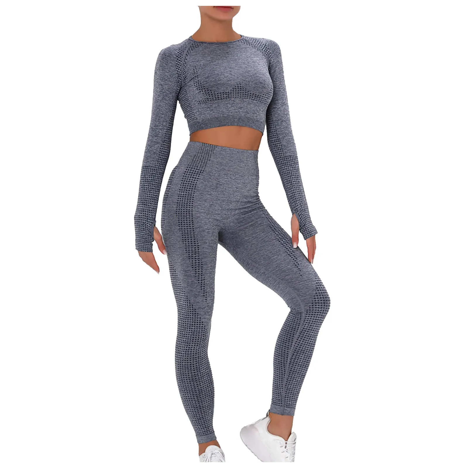 

2PCS Skinny Women's Tracksuit Pure Color Hip-lifting Outfit Sports Fitness Running High-waist Yoga Suit Workout suit