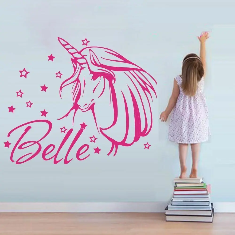 Выполненная на заказ виниловая наклейка стену в форме единорога персональное