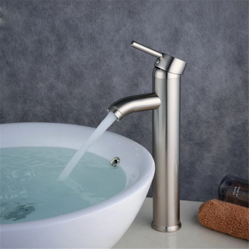 

Black 304 Stainless Steel Bathroom Basin Faucet Hot & Cold Sink Faucet Single Handle Mixer Tap Lavotory Faucet Kitchen Mixer