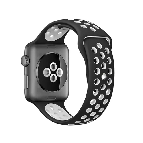 black white 7 Спортивный ремешок для часов для apple watch группа 4 5 44 мм 40 мм, 42 мм, 38 мм, версия наручных часов iwatch, браслет series 5/4/3/2/1 силиконовый ремешок для часов с резиновой лентой - Цвет ремешка: black white 7