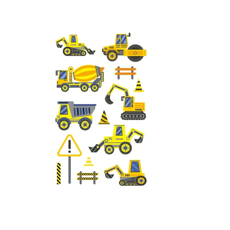 

5pcs Cartoon Car Stickers for Construction Theme Birthday Party DIY Tattoo Stickers Kid`s Toys Party Favor Supplies Boys