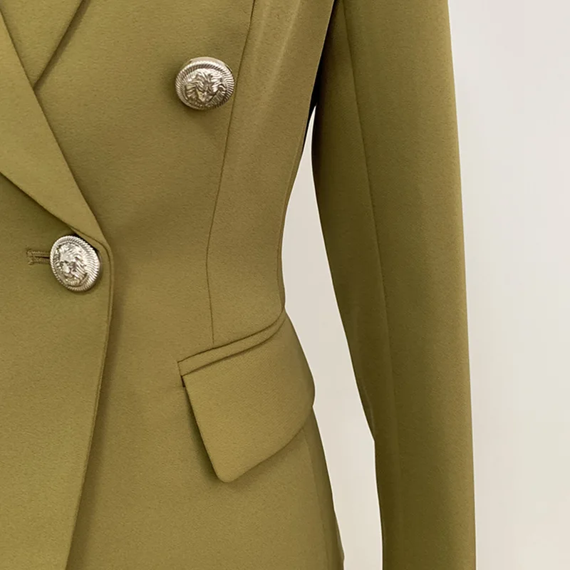 

Top End Quality Blazer 2020 Autumn Winter Women's Suit Jacket Classic Metal Lion Head Buckle Double-breasted Small Suit AS1910