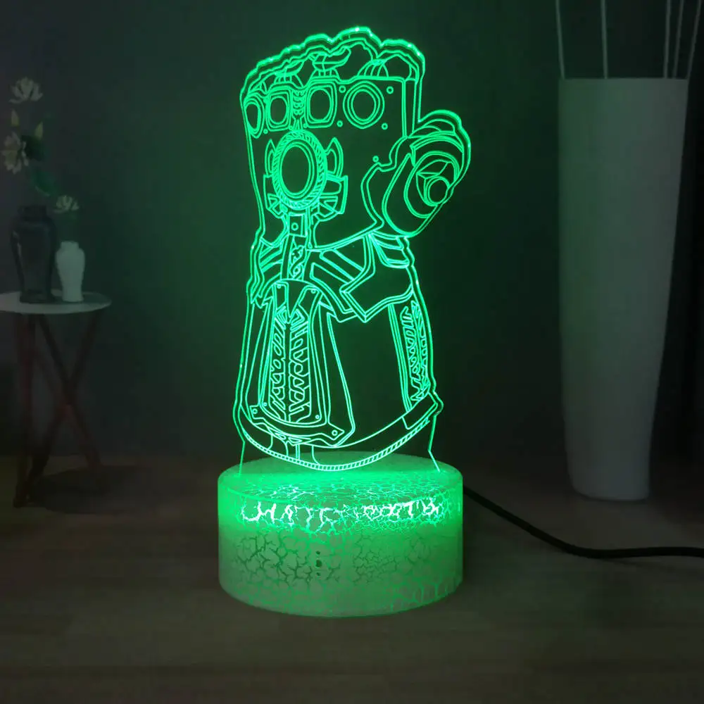 Thanos RGB 7 Красочный меняющийся светодиодный ночник Infinity Gauntlet Мстители 3D визуальная