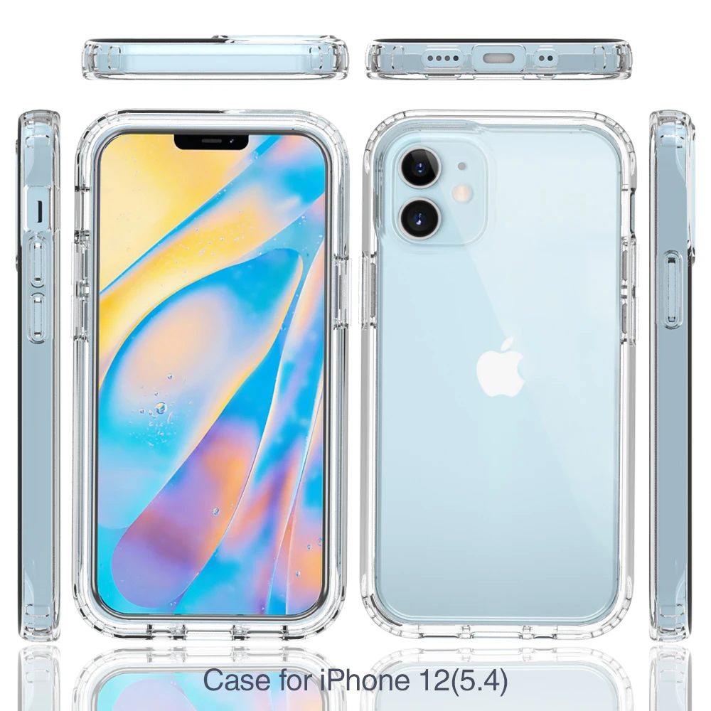 

iPhone 12 11 Pro 11Pro Max XR XS MAX 6 7 8 Plus X 11 2 in 1 Shockproof Silicone Protection Transparent Back Cover