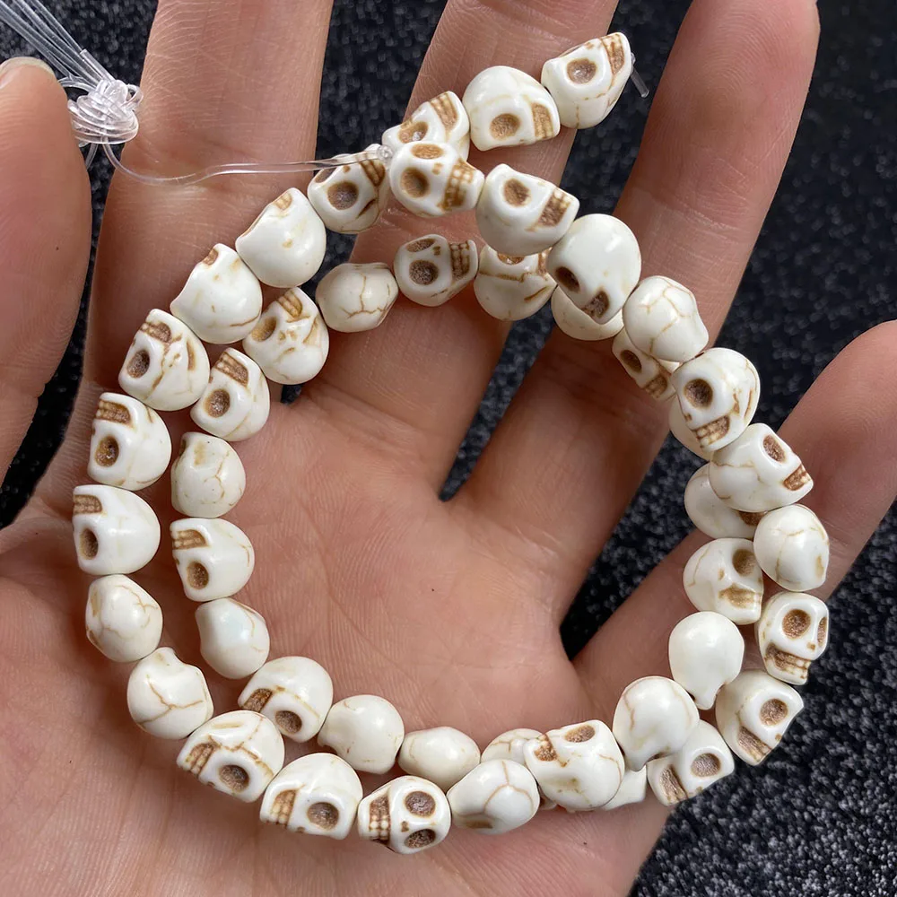 

Natural Stone Beads Skull Shape White Turquoises Beads for Women Gift Jewelry Making DIY Bracelet Necklace Earrings Accessories