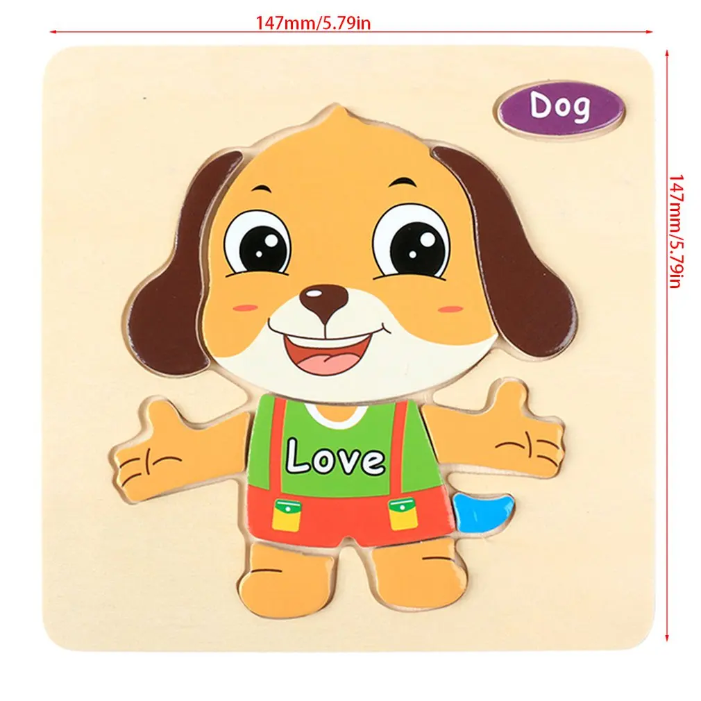 

Creative Cartoon Animals Wooden Building Puzzle Jigsaw Baby Kids Early Education Toys Birthday Gift
