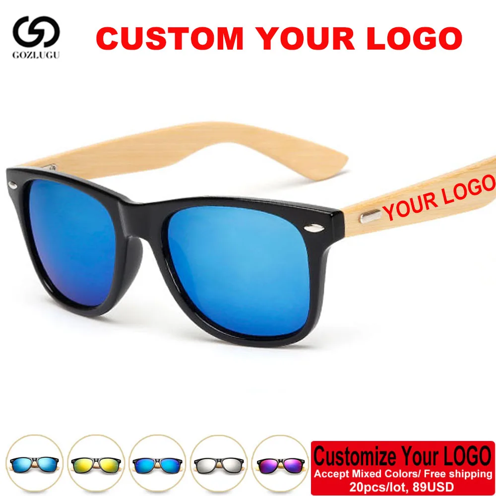 Мужские и женские бамбуковые солнцезащитные очки 20 шт./компл. с логотипом на