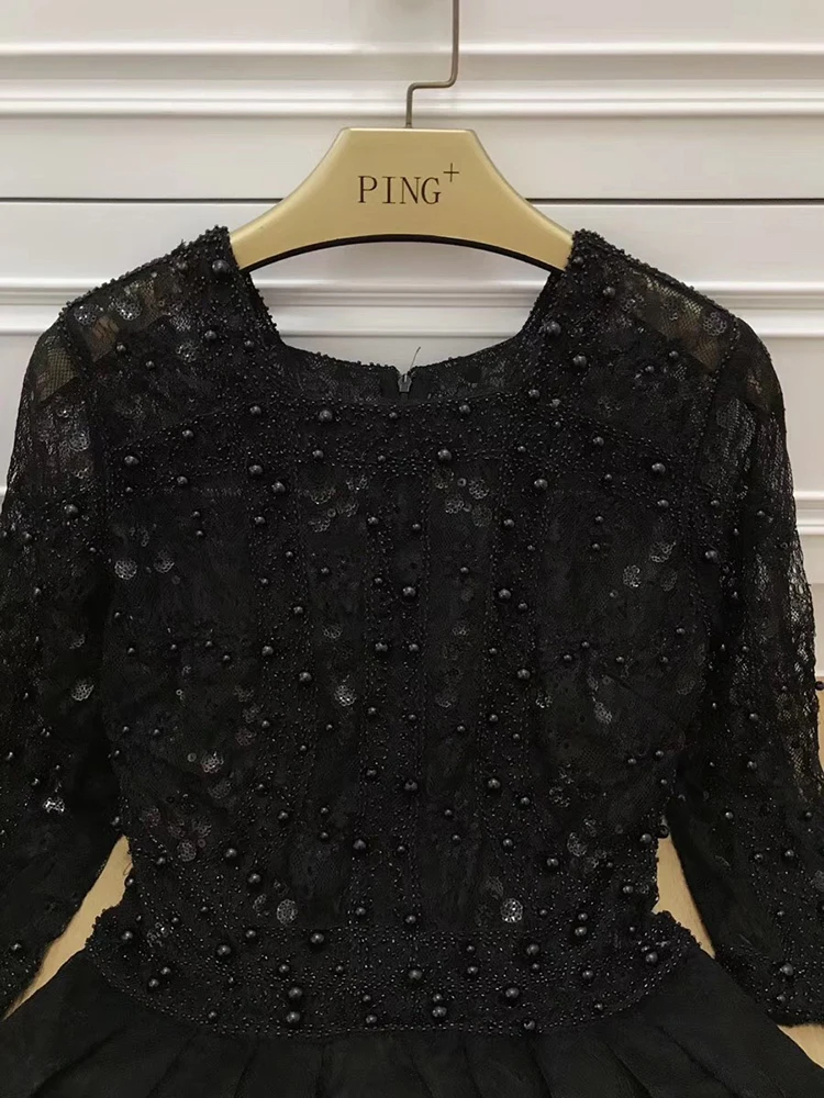 2019 осеннее Новое поступление женские черные сетчатые Мини платья роскошное