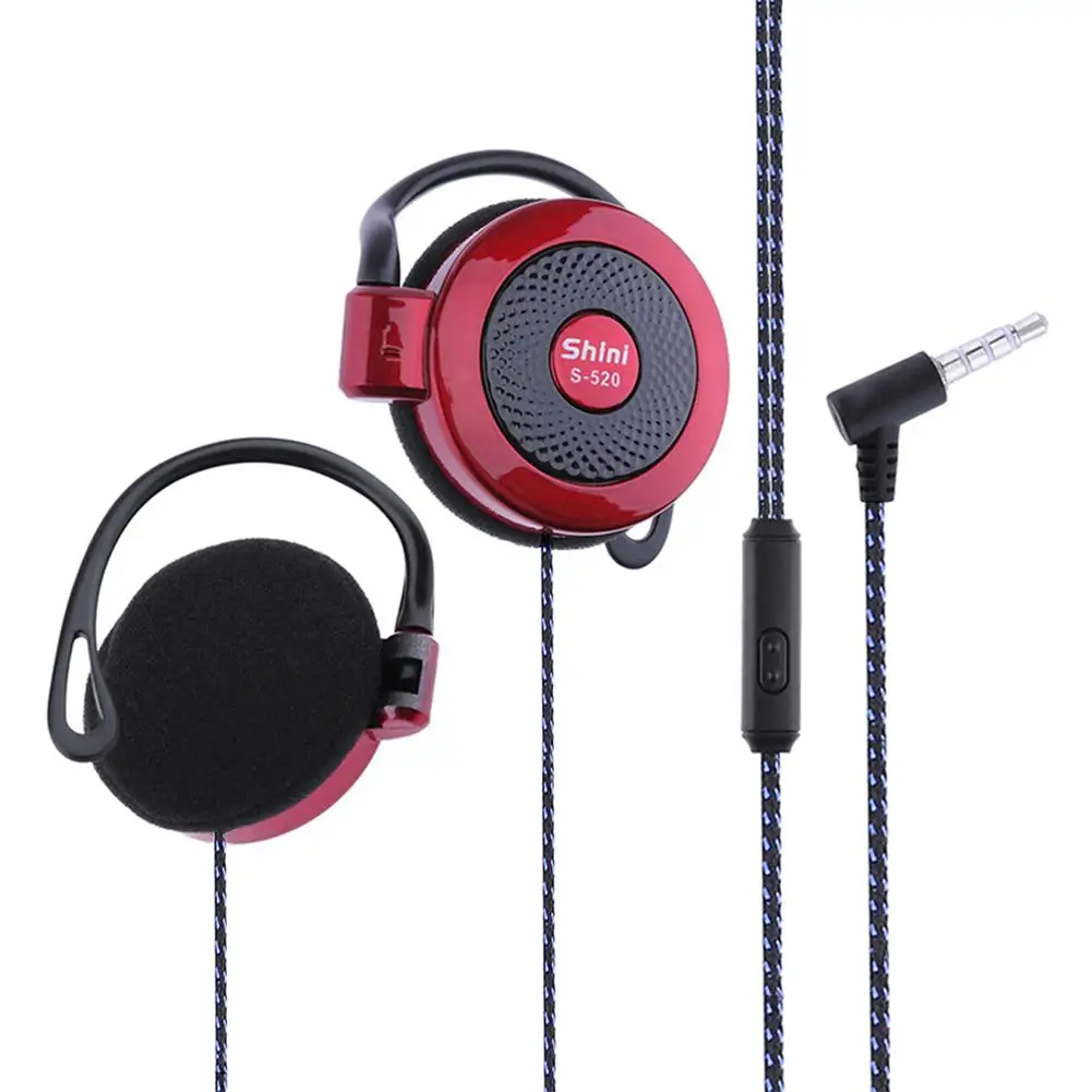 Red Для Shini S-520 3,5 мм стерео Mp4 ушные крючки игры Спортивные мобильные телефоны Универсальные наушники ушные крючки гарнитуры провода спортивные наушники - Цвет: Red
