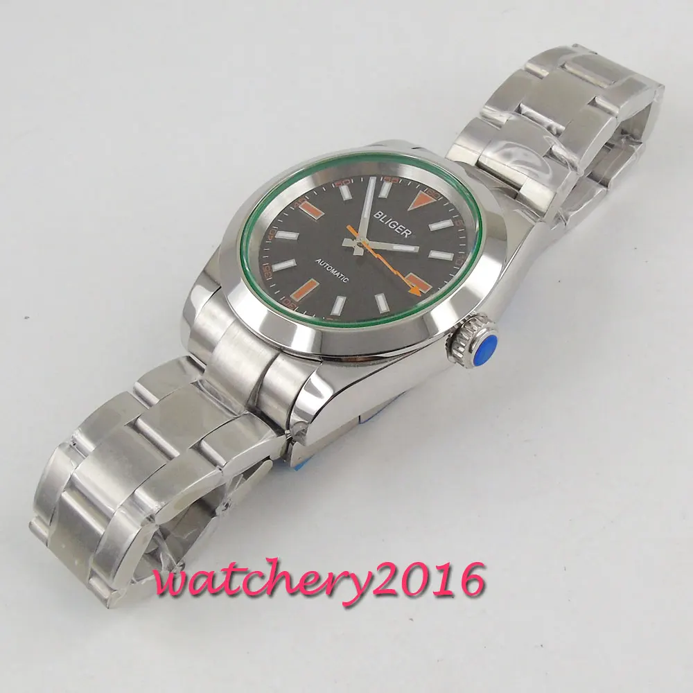 Мужские автоматические механические часы MIYOTA 8215 из сапфирового стекла с черным