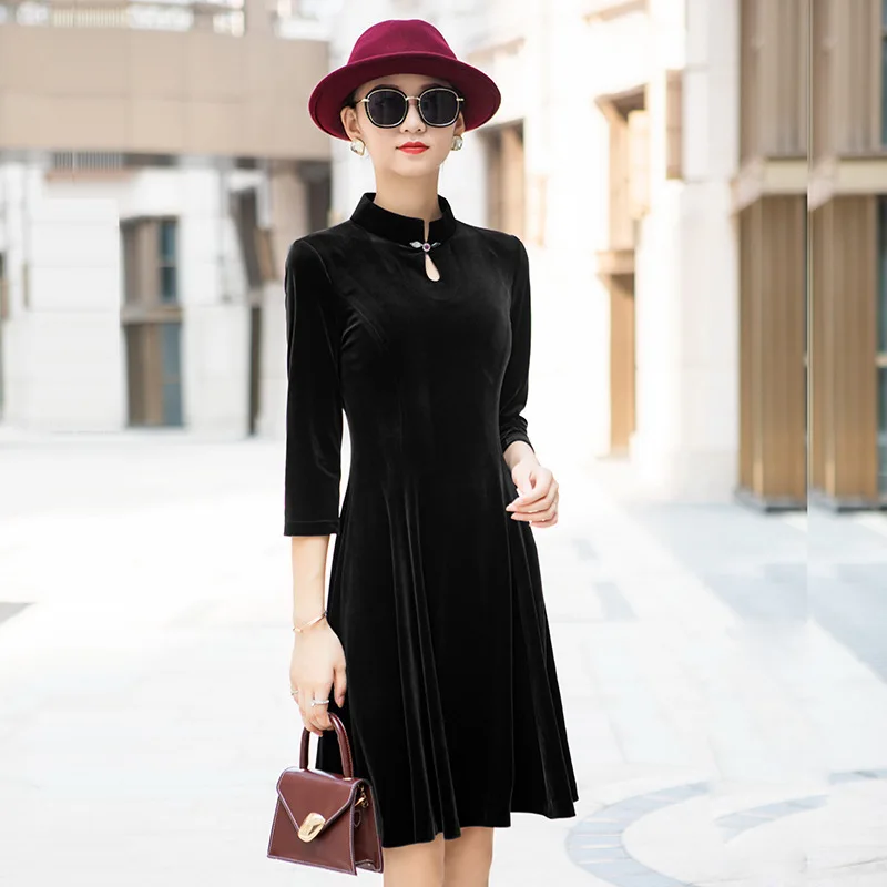 Restore New Arrival A-line Ancient Ways Of Fund 2020 Autumn Winters Is Velvet Cheongsam Dress Posed Improvement Everyday | Свадьбы и