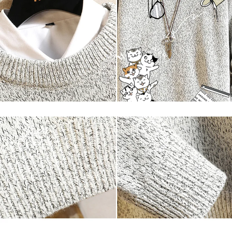 

2020 New Sweaters Men'S Black Long Sleeves Autumn Winter Pullover Knitted O-Neck Plus OverSize 5XL