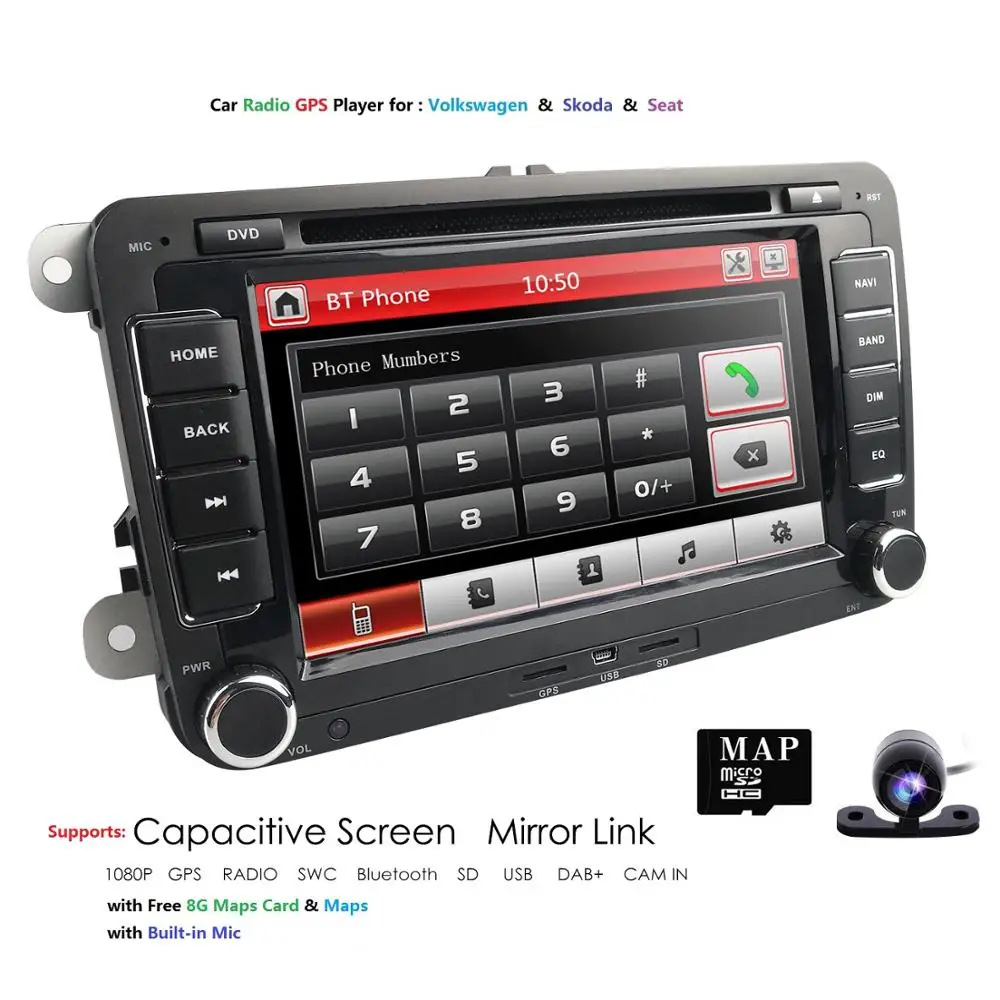 Автомагнитола 2 din с DVD GPS-навигацией стереопроигрывателем для Volkswagen VW Golf VI Touran