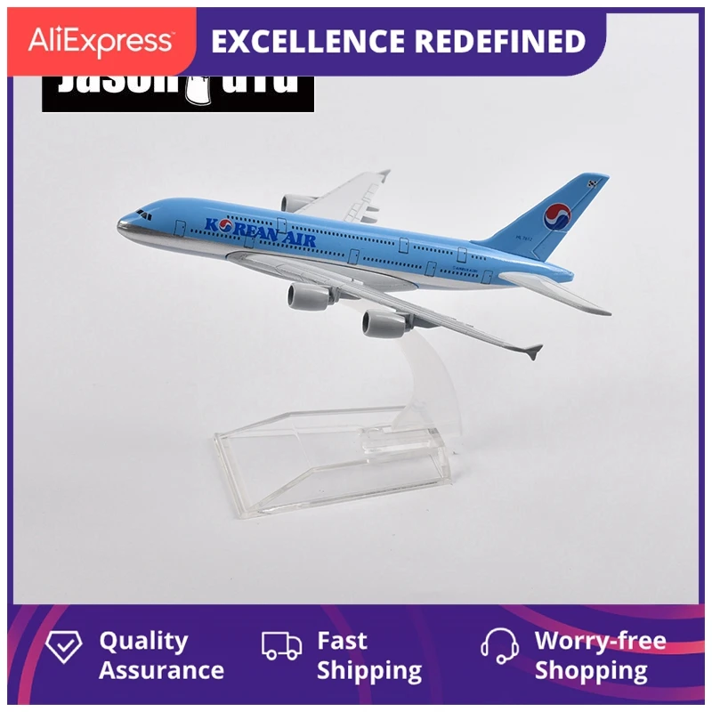 

16cm Korean Air Airbus 380 Airplane Model Plane Model Aircraft Diecast Metal 1/400 Scale Planes Dropshipping