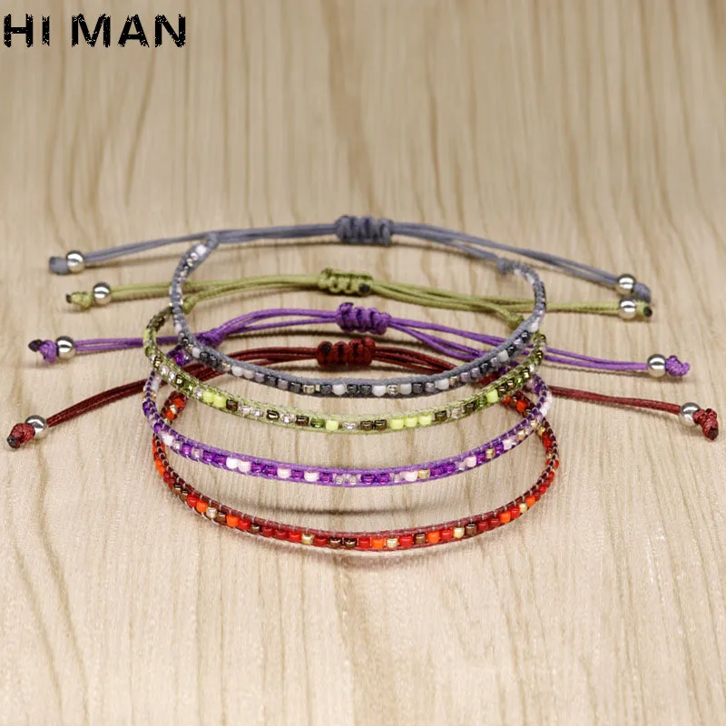 Новый дизайн разноцветные бусины в стиле бохо Плетеный вручную кожаный браслет
