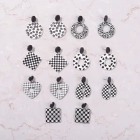 round geometry black white square rhombus drop earrings heart shaped trend fashion y2k women party jewelry friends gift custom