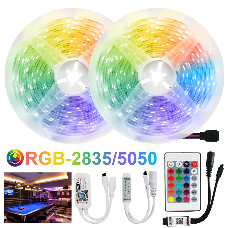 

LED Strips Lights Bluetooth Iuces RGB 5050 SMD 2835 Waterproof WiFi Flexible Lamp Tape Ribbon Diode DC12V 5M 10M 15M 20M Color