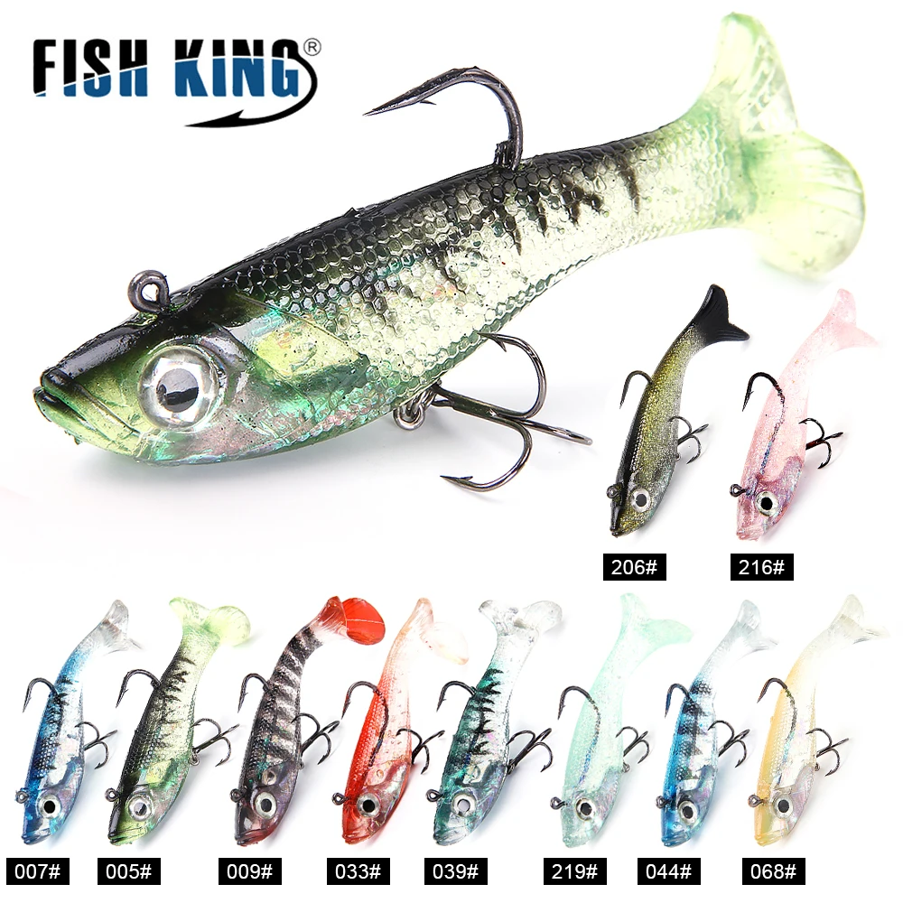 

Рыболовная приманка FISH KING, 8/10/12 см, 10 цветов, окунь, силиконовые трехмерные глаза, Реалистичная Мягкая приманка с тройным крючком, Мормышка, кренкбейт
