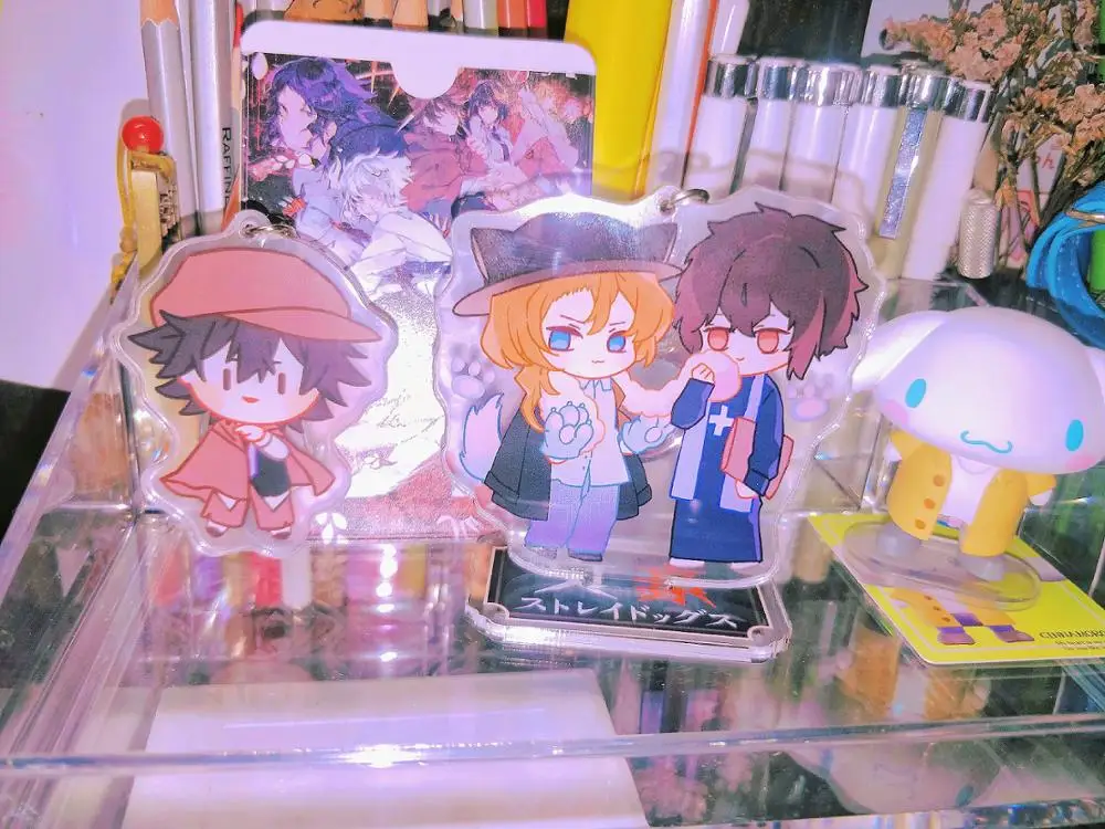

Anime Bungou Stray Dogs Nakahara Chuuya Atsushi Ryunosuke Acrylic Keychain Pendant Keyring Stand Figure Model Toy Cosplay
