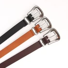 Ремень женский универсальный, Классический Простой однотонный кожаный пояс с круглой пряжкой, в готическом стиле, для джинсов и платьев