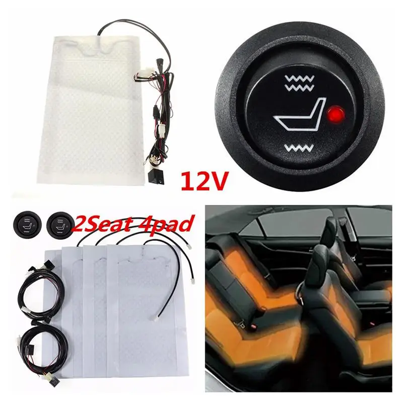 

Universal Seat Heated Seat Heater Kit 12V Carbon Fiber Round High/Low Switch