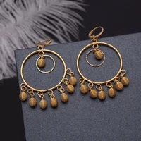 ethiopia luxury gold color dubai earrings women hollow vintage bride wedding earrings tassel jewelry party