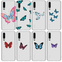 pretty butterfly anime transparent clear phone case for huawei honor 20 10 9 8a 7 5t x pro lite 5g etui coque hoesjes comic f