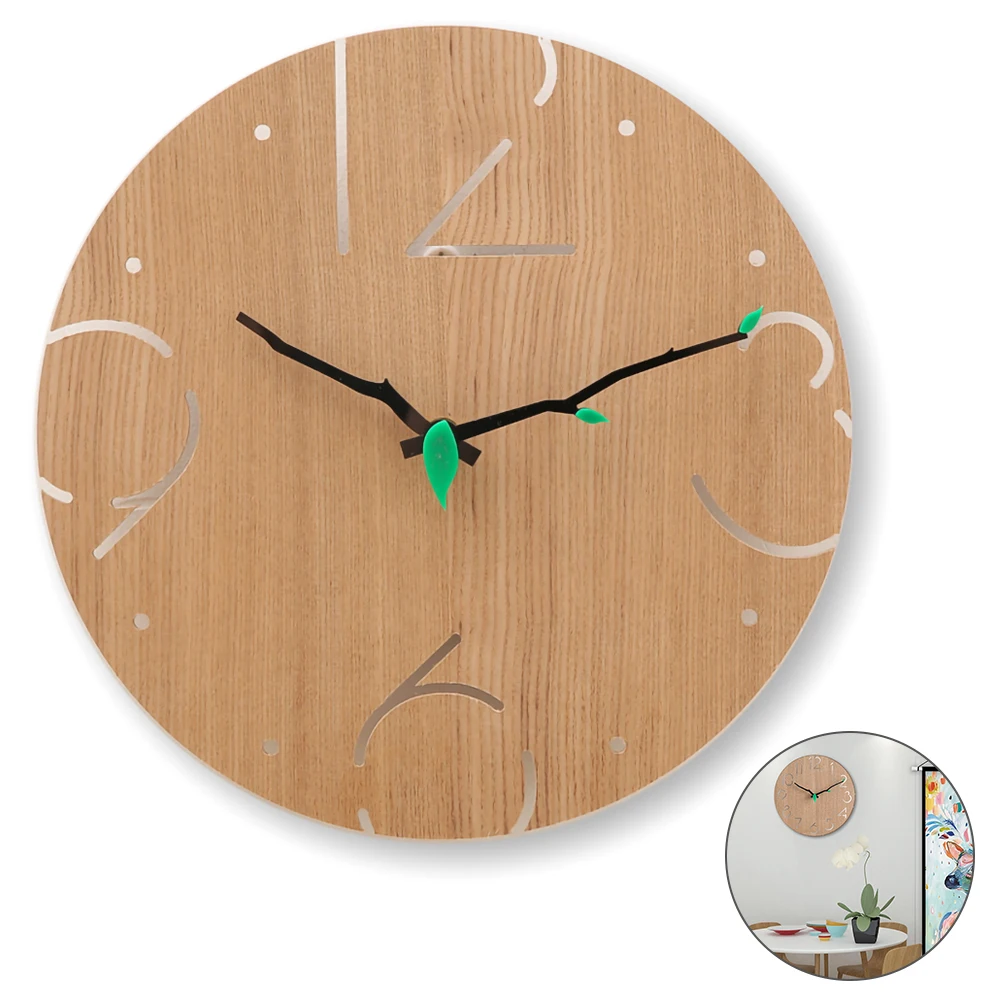 Wooden Wall Clock Round Suitable for Living Room Bedroom and Kitchen Decoration (11 Inches) Easy to Read Install | Дом и сад