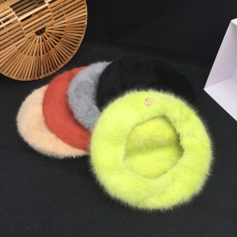 

Japanese mink wool beret foe women female sweet clip painter cap the stylish pumpkin hat autumn winter warm hat