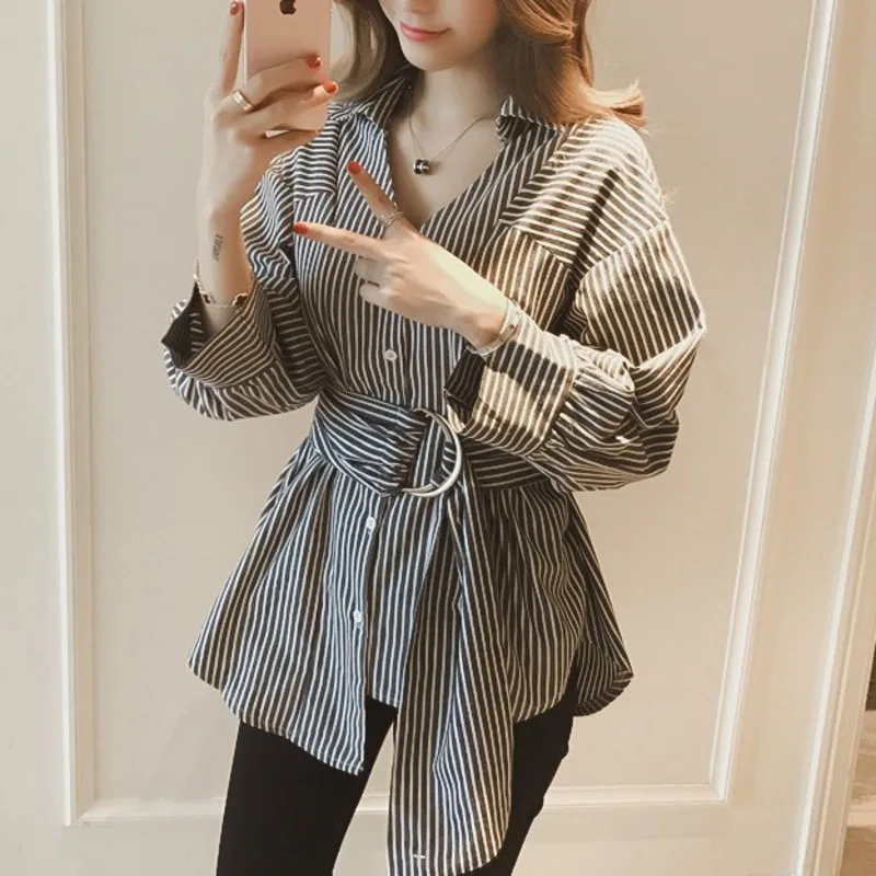 Женская рубашка-блуза с V-образным вырезом и длинным рукавом | одежда
