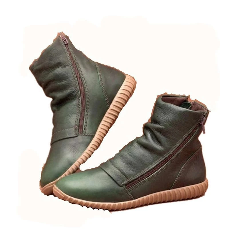 Новые женские кожаные ботильоны Осенняя женская обувь на молнии в винтажном