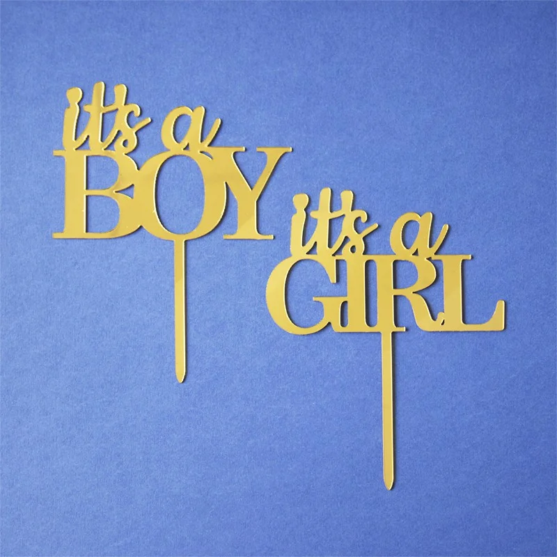 【PACK of 10 PCS】It's a BOY It's GIRL Cake Topper Acrylic Decoration for Baby Shower Party |