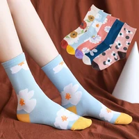 salina womens cotton socks winter spring new year variety of colors art flower pattern leisure sports comfortable fashion
