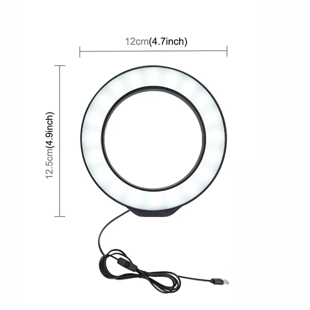 

Pu421B 4.7 Inch 12Cm Usb White Light Led Ring Vlogging Photography Video Lights Black Led Fill Light