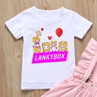 Забавная футболка Lankybox с мультяшным принтом, летние топы для девочекмальчиков, детская одежда, рубашка в стиле Харадзюку, футболка Рокки и Фокси, Прямая поставка