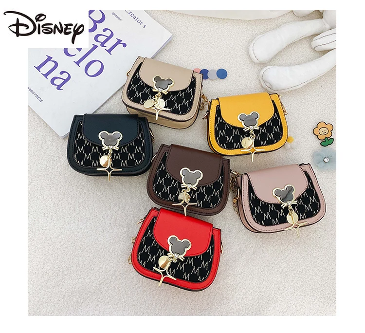 

New Disney Cute Mickey Ladies One-shoulder Messenger Bag Fashion Mini Multi-function Pu Portable Lock Girl Casual Coin Purse