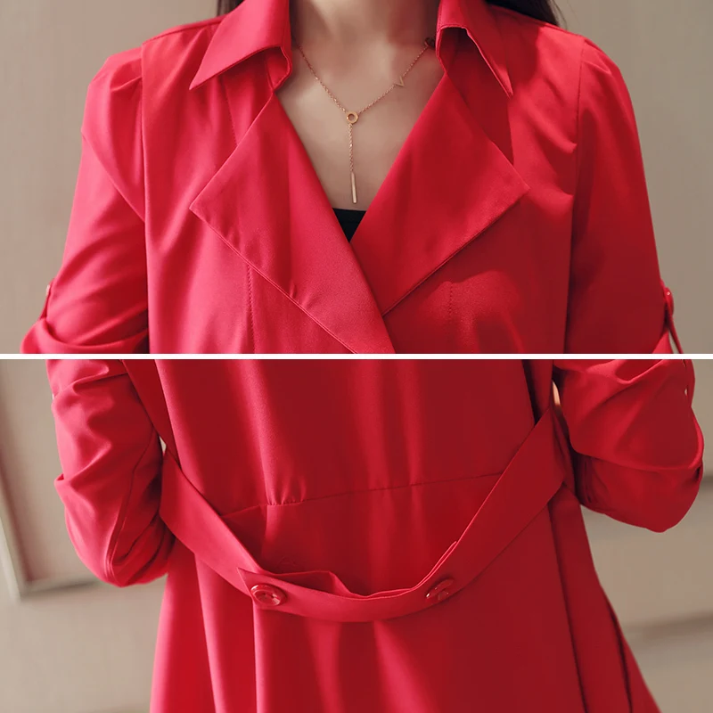 Spring Summer Women's Windbreaker Plus Size Black Trench Coat Women Overcoat Womens Clothing Abrigo Mujer 2020 KJ369 | Женская