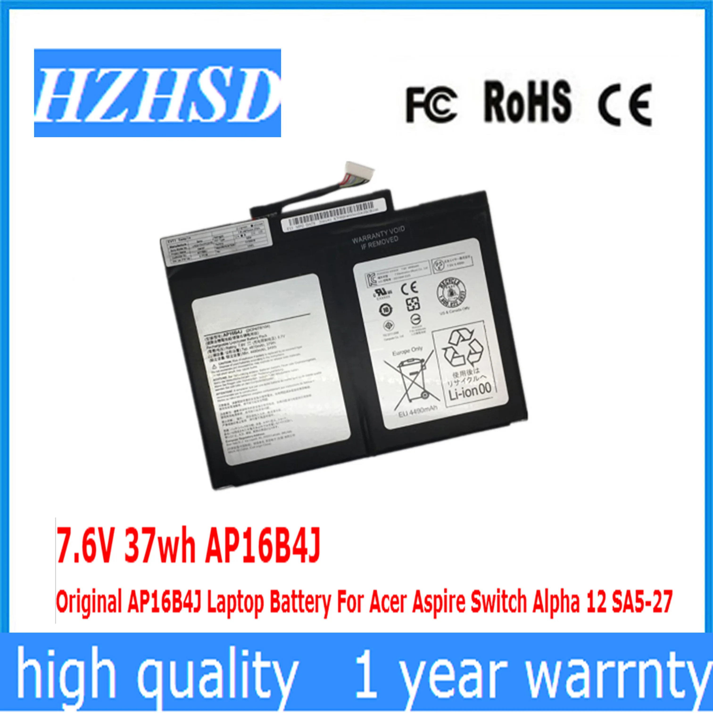 Аккумулятор для ноутбука Acer Aspire Switch Alpha 12 SA5 27 7 6 В 37 Вт/ч AP16B4J оригинал|Аккумуляторы