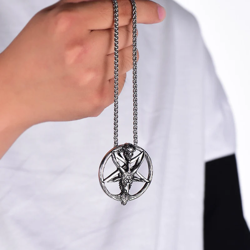 Baphomet сатана ожерелье сатанинские украшения из нержавеющей стали Люцифер кулон с
